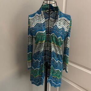 NIC + ZOE Multicolored Jacquard Print Open Cardian Size PP=2P